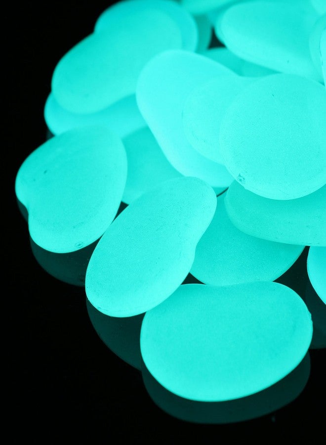 Shiny Stone Glow in The Dark Stones,Glow Pebbles,Garden Pebbles,Glow Gravel Rocks Decorative Pebbles Stones for Aquarium Fish Tank Garden Gift Decoration (Flake Shape, 44pcs,315g/11.11oz/0.69lb) (Blue Green) - Image 3